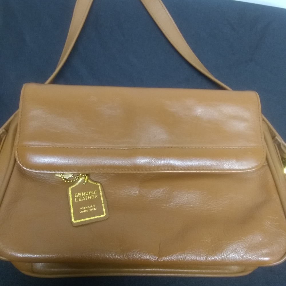 Genuine leather crossbody bag - brown